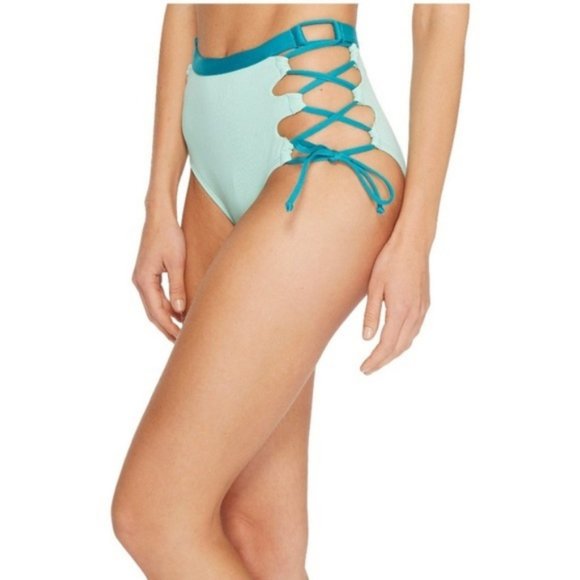 SALE Splendid Color Block High Waisted Bikini Bott - Picture 3 of 8